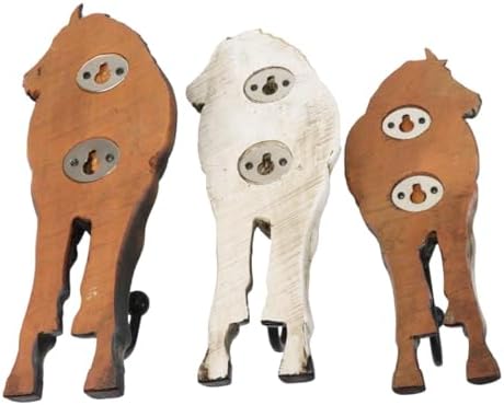 Ebros Gift Set of 3 Rustic Western Country Farm Black Brown Chestnut Horses Hind Butt Hindquarter Coat Key Hat Leash Backpack Wall Hanging Hooks Decor Hangers Cowboy Horse Hook Organizers - Image 3