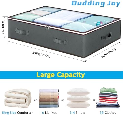 6 Pack 90L Large Storage Bags And 4 Pack 90L Under Bed Storage Containers, Clothes Storage Bins with Reinforced Handle for Clothing, Blanket, Comforters, Bed Sheets, Pillows and Toys (Gray) - Image 5