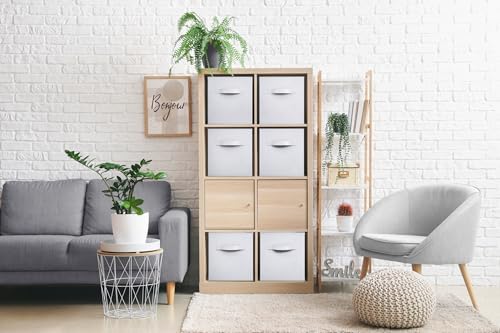 Sorbus Fabric Storage Cubes, 6-Pack Foldable Bins (13 Inch, White) - Image 5