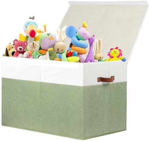 Large Toy Storage Box with Lid, Toy Chest Bin Boxes Basket with Dividers by Gowee