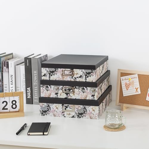 Soul & Lane - Floral Jumbo Scrapbook Storage Boxes with Lids, Set of 3 - Image 3