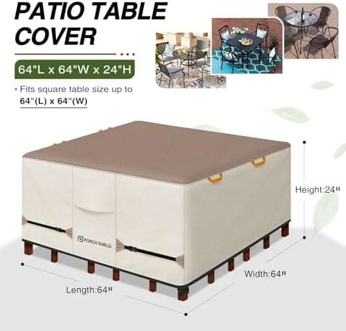 Porch Shield Waterproof Square Patio Table Cover 64 x 64 inch - Image 2