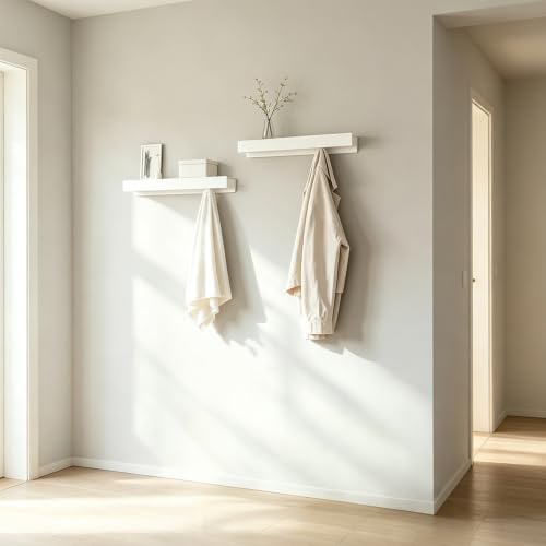 Coat Rack Wall Mount, 2-in-1 Wall Floating Shelf with 6 Hidden Coat Hooks - Image 4