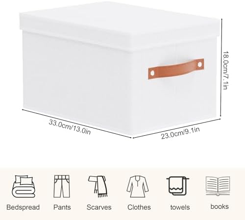 Fabric Storage Baskets,White Boxes,7.1 x 9.1 x 13In,5 Pack - Image 4