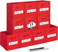 13x13x13 storage cube bins(Set of 10) Fabric storage cubes with 10 Labels Window Cards & a Pen, storage cubes 13x13, Collapsible 13 inch cube storage bins, Cubby Organizer Boxes, Red by Artsdi
