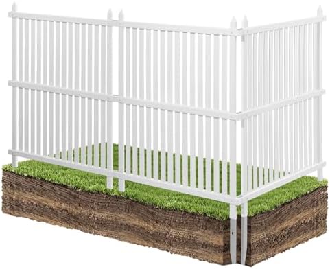 VEVOR 3 Panels Outdoor Privacy Screen, 36 x 45 in Air Conditioner Fence with 19.7 in Ground Stakes, Pool Equipment Enclosure, Strip Vinyl Privacy Fence, Ideal for Trash Can and A/C Units, White by VEVOR