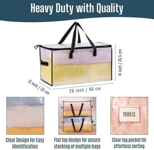 VENO Moving Bags, Storage Bags, Wide Open Top, Clear, 10 Pack - Image 4
