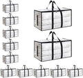 12 Pack-Extra Large Heavy Duty Moving Bags - Waterproof Storage Totes with Handles & Zippers, Foldable for College Dorm, Storage (Clear) by Unknown