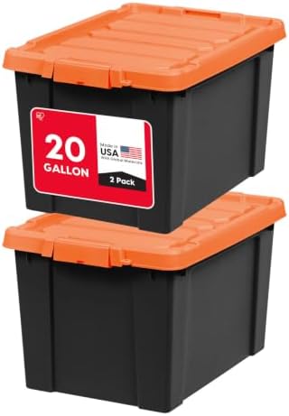 IRIS USA Lockable Storage Bins with Lids, 20 Gallon Heavy Duty, 2 Pack by IRISUSA