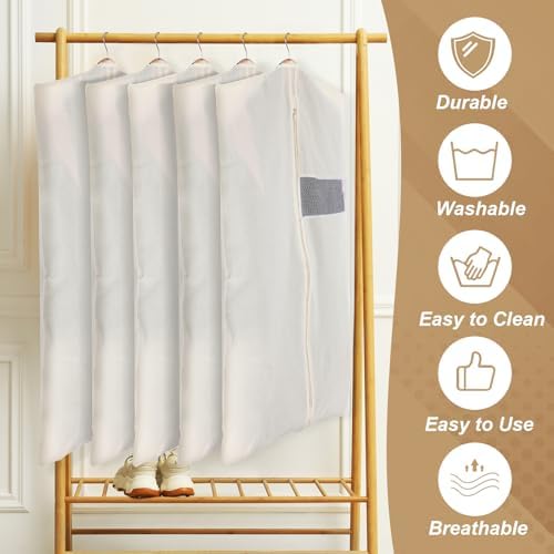 Aliceset 6 Pcs 43 Inches Cotton Garment Bags for Hanging Clothes - Image 5