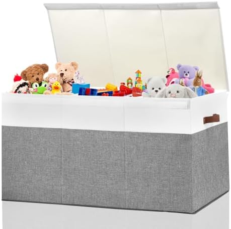 Extra Large Toy Storage Box with Lid,Toy Chest Bin Basket with Dividers by Gowee