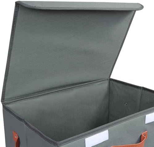 Univivi Fabric Storage Cubes with Lids, Stackable Storage Box, Grey, 3 PCS - Image 5