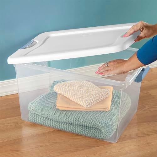 Sterilite 12 Pack Latching Box, Under Bed Storage Bins with Lids, Clear Plastic, 64 Quart - Heavy-Duty Organizing Containers for Closet, Bathroom, and Office - Image 6