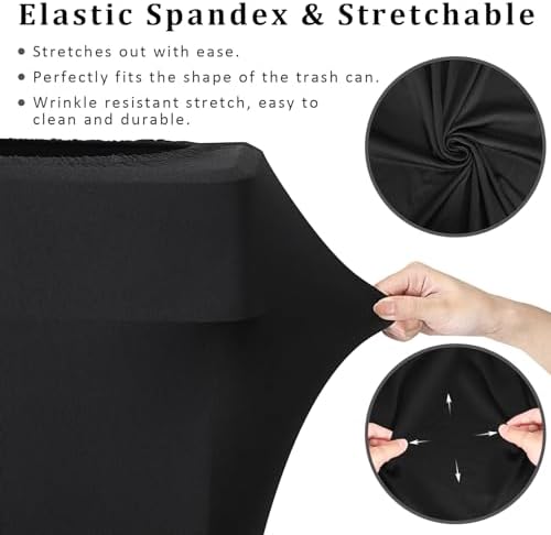 BSTKEY 23 Gallon Stretch Spandex Trash Can Cover, 8 Pack Outdoor Fitted Waste Container Cover Rectangular Garbage Can Covers for Wedding Party Commercial Fundraiser Decor, Without Trash Can (Black) - Image 5