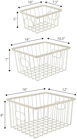 happimess Camden 6-Piece Nesting Baskets Industrial Wire 16", Almond - Image 4