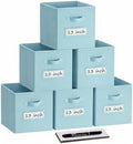 Storage Bins,13 Inch Cube Storage Bin with Labels,6pcs,Sky Blue by Anyoneer