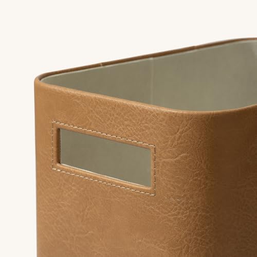 La Jolie Maison Faux Leather Storage Baskets for Organizing, Camel 2 Pack - Image 6