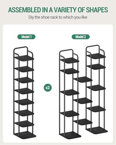 Hzuaneri 8 Tiers Vertical Shoe Rack, Tall Shoe Shelf with 2 Hooks - Image 5