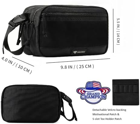 Golf Pouch Bag for Balls Accessories Valuables | Customizable with Hook-and-Loop Panel | Ideal Golfer Gift, Includes Tee-Holder and Motivation Patches | Also Great for Gym Sports Travel Tactical - Image 2