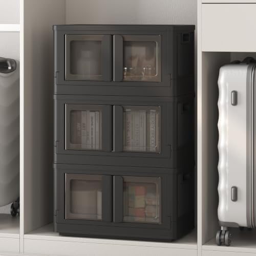 FLEXIMOUNTS 110 QT Stackable Plastic Storage Bins With Lids, Black by FLEXIMOUNTS