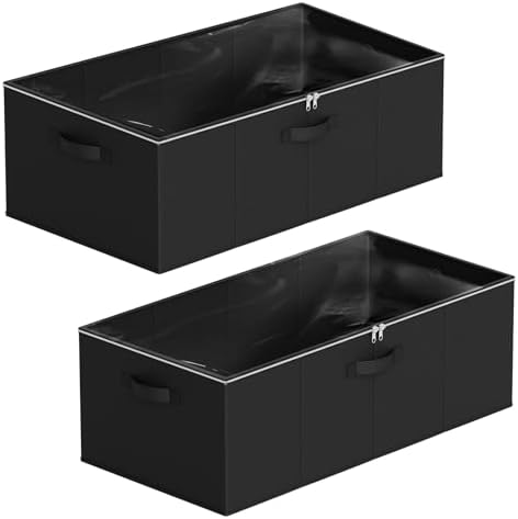SpaceAid 2 Pack 10" High Under Bed Storage Containers, Large Underbed Storage Organizer Bins with Lids for Bedroom, Dorm, Clothes, Closet Organization, Bed Sheets and Blankets (Black) - Image 7