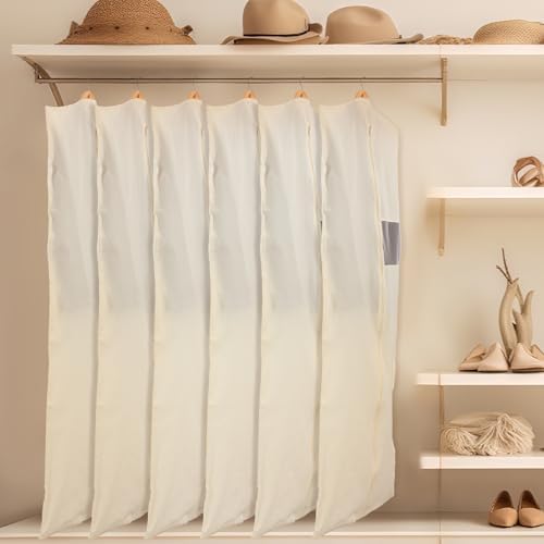 Aliceset 6 Pcs 65 Inches Cotton Garment Bags for Hanging Clothes - Image 3