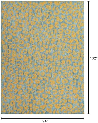 Unique Loom Outdoor Safari Collection Area Rug - Leopard (7' 10" x 11' Rectangle, Blue Yellow/ Blue) - Image 2