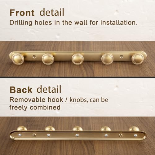Goo-Ki 1 Pack Champagne Bronze Coat Rack Wall Mount Heavy Duty, Towel Rack Zinc Alloy Coat Hooks Wall Mounted for Hanging Bag Hat Clothes - Image 6