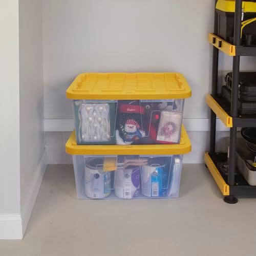 CX 27-Gallon Heavy Duty Clear Stackable Storage Bins with Lids, 4 Pack - Image 6
