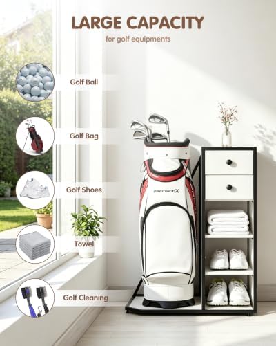 Mythinglogic Furniture-Style Golf Bag Organizer with Drawers and Shelves - Image 6