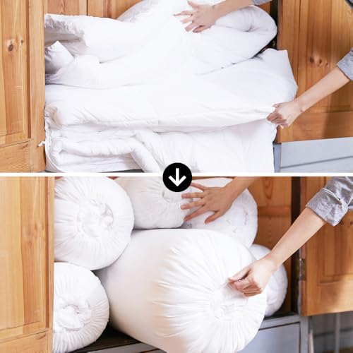 Roll&Stack Storage Bag Organizer, Set for 3 (XL1 L2 M2 S2), White - Perfect for Comforters, Blankets, Bedding, Bulky Clothes, and Puffer Jackets, Breathable, Dustproof, Washable, and Durable - Image 6
