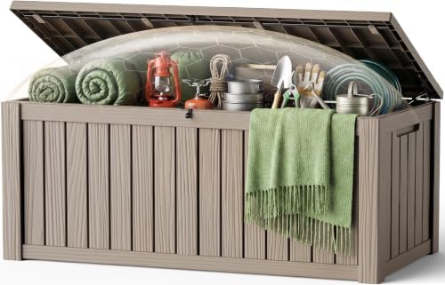 Outdoor Storage Box Waterproof, 240 Gal Gen 2 Resin Deck Box With Wheels by EFU