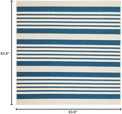 SAFAVIEH Washable Rug Outdoor Courtyard Collection - 5'3" Square, Navy & Beige, Non-Shedding & Easy Cleaning, Ideal for Patio, Backyard, Mudroom (CY6062-268) - Image 2