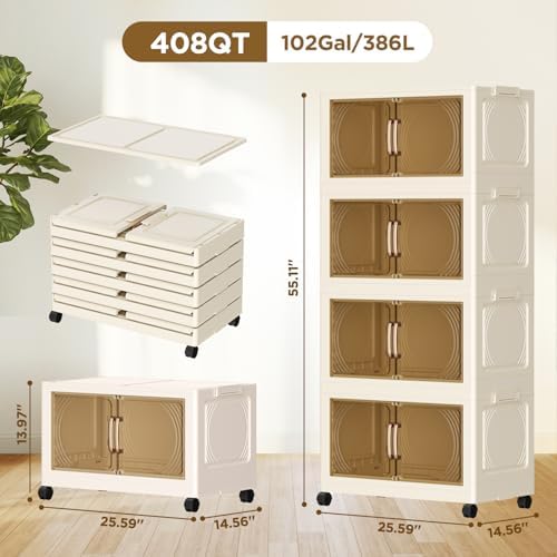 102QT 4-Tier Storage Bins with Lids for Home, Closet, Dorm - Image 2