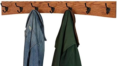 Oak Curved Back Wall Mounted Coat Rack - Bronze Hooks - Made in The USA (Burnt Orange, 36" x 4.5" - 7 Hooks) - Image 2