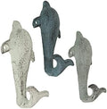 Zeckos Set of 3 Dolphin Wall Hooks, 5.25 Inch Distressed Cast Iron by Zeckos