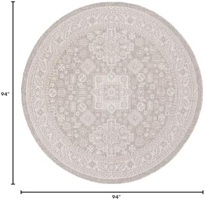 Rugs.com - Outdoor Aztec Rug – 8 Ft Round Light Gray Indoor/Outdoor Rug – Stain-Resistant, Washable, Perfect for Patios, Decks, and Porches - Image 2