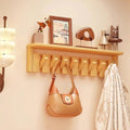 Paint Wood Wall Mounted Coat RackHooks Piano Key Hangers Natural Solid Wood Hanger Non-Woven Fabric Clothes Hangers for Closet, Kitchen, Bedroom, Bathroom, Entryway（Shelf+Beech 8 Hooks） by MurphyBedKitMattresFrame
