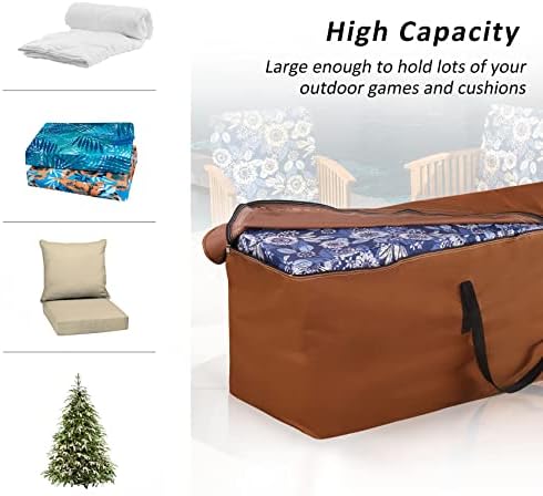 NettyPro Outdoor Patio Cushion Storage Bags Water-Resistant Large Storage Bag with Zipper and Handle for Patio Furniture Cushion Christmas Tree 7.5 Ft, 50 x 15 x 25 Inch, Brown - Image 6