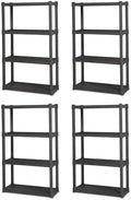 Sterilite 4-Pack 4 Shelf Unit, Heavy-Duty Shelving Storage and Utility Rack - Standing Plastic Organizer Shelves for Kitchen, Bathroom, and Garage by Sterilite
