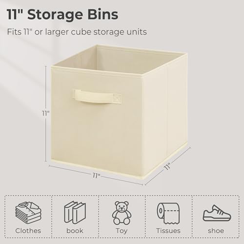 Storage Bins, 11 Inch Fabric Storage Cubes, Collapsible Cube Storage Box, Fabric Closet Organizers with Handle for Home, Office, Cabinet, Closets, Bedroom, Living Room, Beige, 40 Set - Image 2