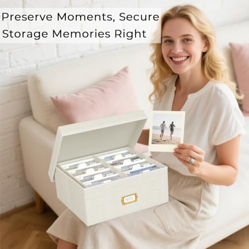 Decorative Photo Storage Box, 2 Pack Linen Photo Box Hold 1700 4x6 Pictures - Image 5