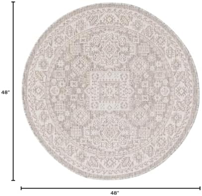 Rugs.com - Outdoor Aztec Rug – 4 Ft Round Light Gray Indoor/Outdoor Rug – Weather Resistant for Patios, Decks, and Porches - Image 2