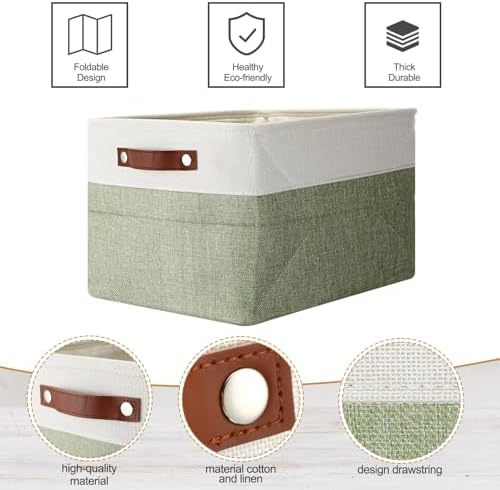 Uiifan 8 Pack 16 x 12 x 10 Inch Large Storage Baskets Collapsible Fabric Storage Cubes Bins with Handles for Shelves Closets Nursery Home Clothes Toys Organizers, Green - Image 4