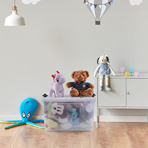 Obstnny 34 Quart Lidded Storage Bins 4 Packs, Plastic Clear Latching Box - Image 6