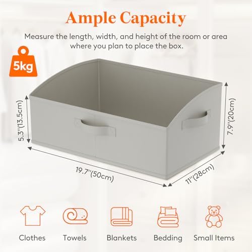 Lifewit Trapezoid Closet Storage Bin for Shelf, 6 Packs 23L, Light Gray - Image 2