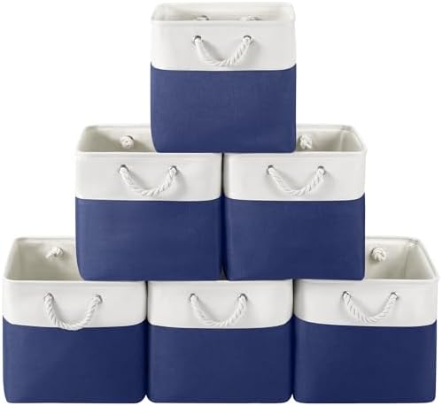 13x13 Inch Foldable Fabric Cube Storage Bins with Handles 6 Pack by VQRTEXAStorageBasket