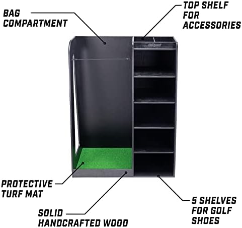 GoSports Premium Wooden Golf Bag Organizer and Storage Rack - Black, White or Brown Finish - Image 3