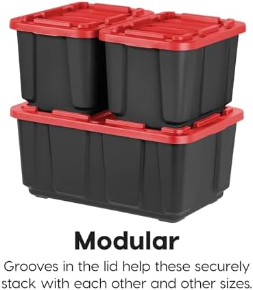 IRIS USA 4-Pack 27 Gal Heavy Duty Storage Tote Bins with Lids, Red - Image 5