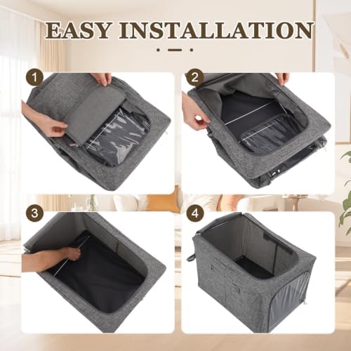Lewtemi 50L 4 Pack Clothing Storage Bags with Cedar Sachets, Large Sweater Organizer, Breathable Fabric Containers for Clothes, Bedding & Blankets, Closet & Under Bed Storage (Gray,Classic) - Image 4